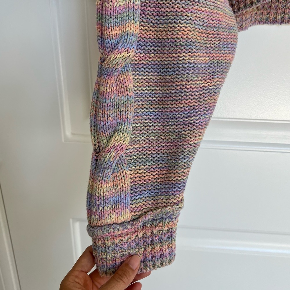 Urban Outfitters Hazel Notch Neck Cable Knit Cropped Pastel Sweater - Picture 7 of 8